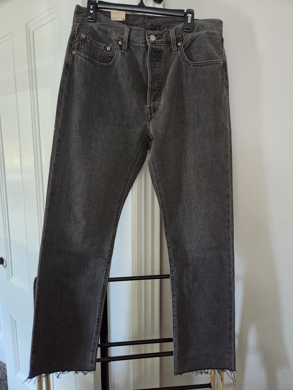 Levi's 501 Original High Rise Straight Raw Frayed Hem Jeans